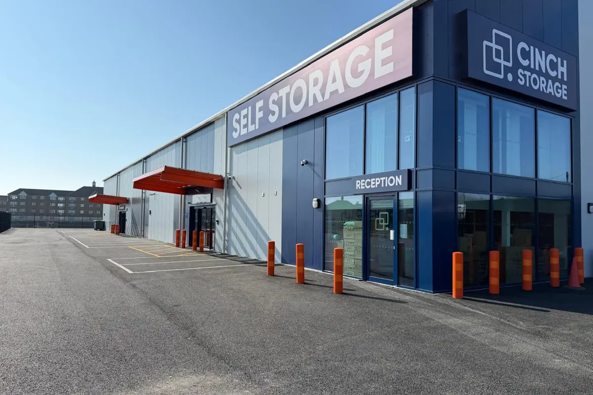 Composite panel wall cladding on a new self-storage facility