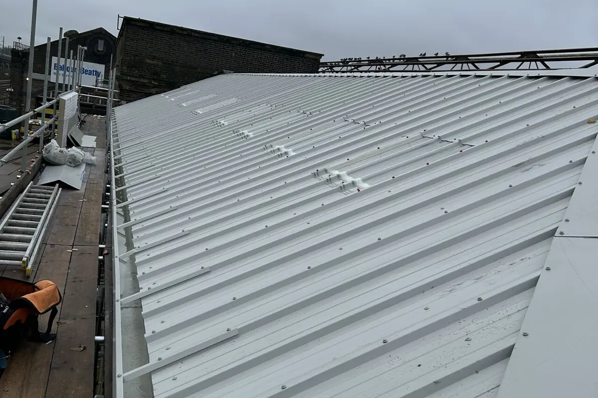 Completed re-sheeted roof on a refurbished building
